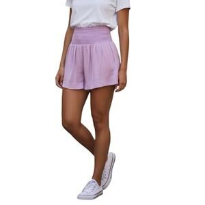 TCEC High-Waist Lavender Smocked Shorts
